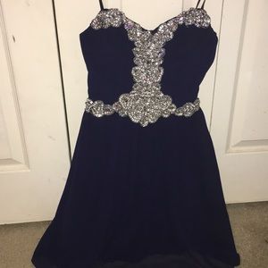 Navy Blue Sequined Dress